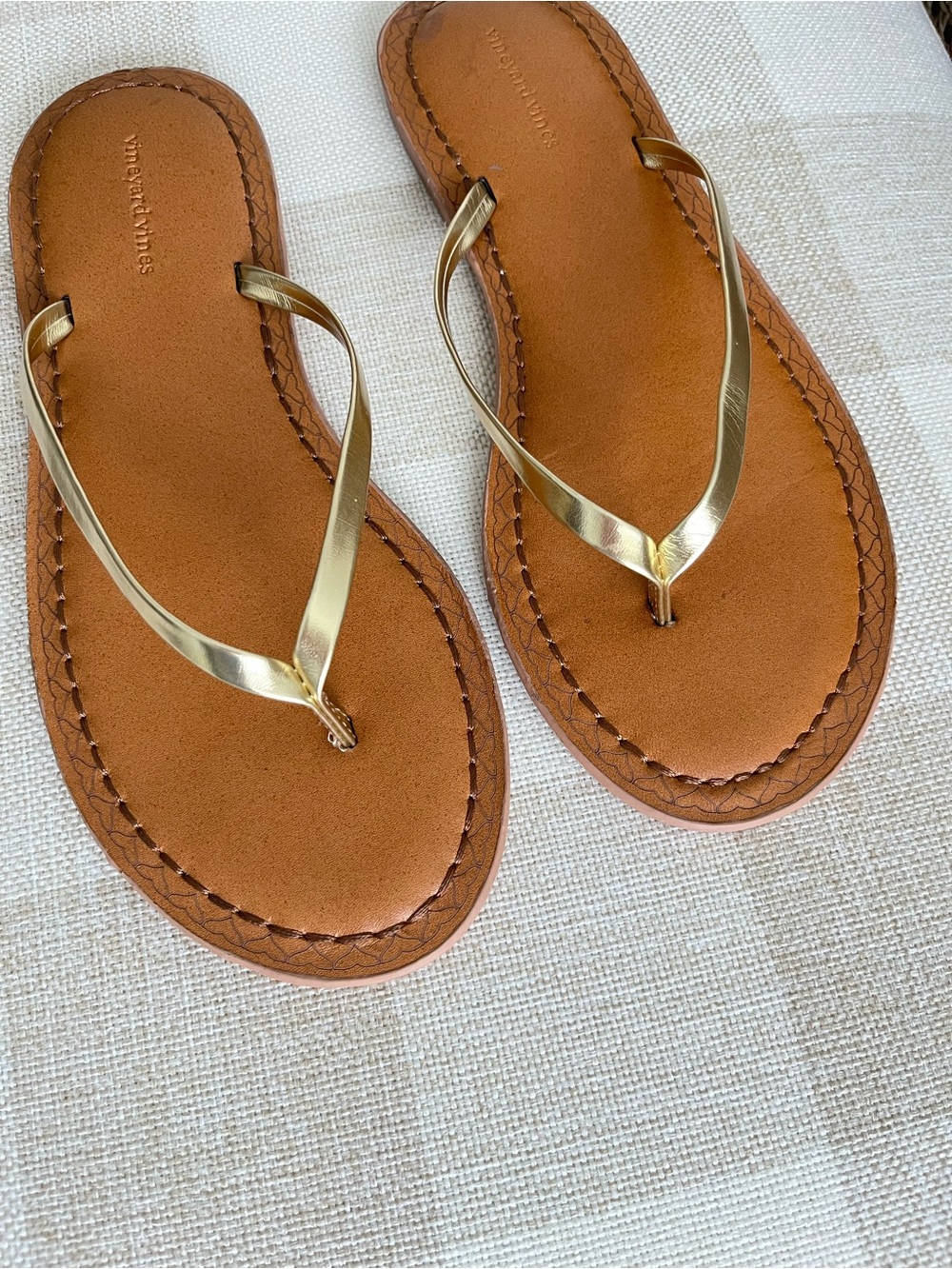 Vineyard Vines Gold Flip Flops